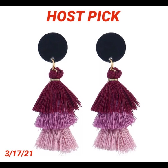 🔥Drop & Dangle Purple 3 Layer Tiered Earrings NWT - Picture 9 of 9